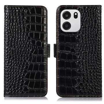 OnePlus Turbo 6/6V Crocodile Series Læderpung med RFID - Sort