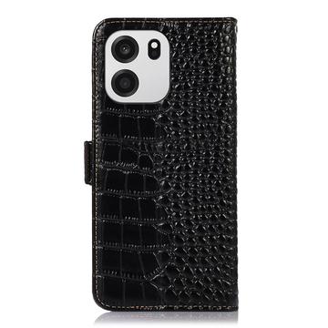 OnePlus Turbo 6/6V Crocodile Series Læderpung med RFID - Sort