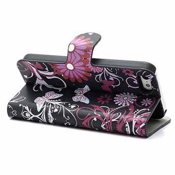 iPhone 5 / 5S / SE Pung Taske - Sommerfugle / Blomster