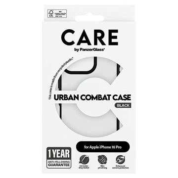 iPhone 16 Pro PanzerGlass Care Urban Combat Cover - Sort / Gennemsigtig
