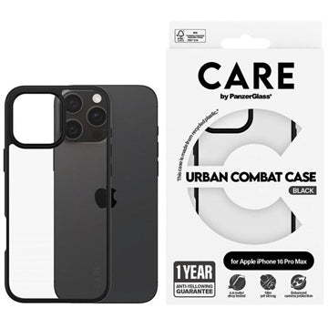 iPhone 16 Pro Max PanzerGlass Care Urban Combat Cover - Sort / Gennemsigtig