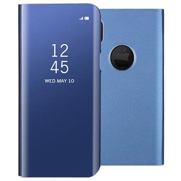 iPhone X / iPhone XS Luksus Series Mirror View Flip Cover - Blå