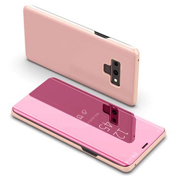 Luksus Series Mirror View Samsung Galaxy Note9 Flip Cover - Rødguld