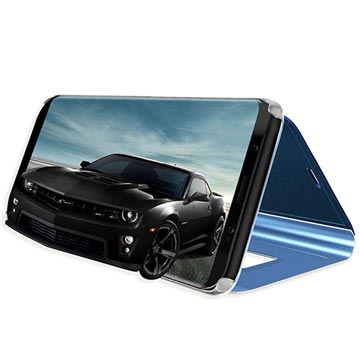 Samsung Galaxy S9 Luksus Mirror View Flip Cover - Blå