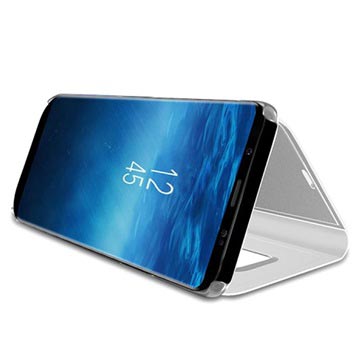 Samsung Galaxy S9 Luksus Mirror View Flip Cover - Sølv
