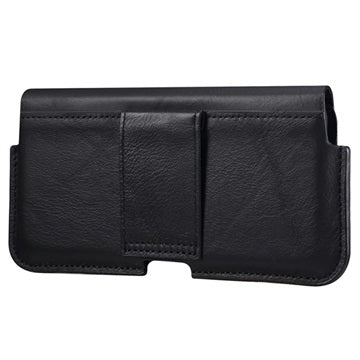 Premium Universal Læder Bæltetaske - 6.1" - Sort