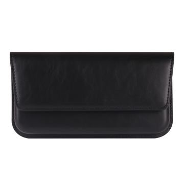 Premium universelt vandret hylster i læder med dobbelt magnetisk lukning - 6.7"-6.9" - Sort
