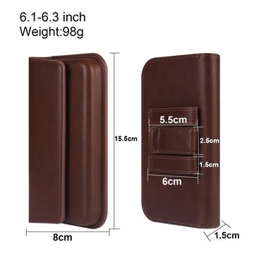 Premium universelt vandret hylster i læder med dobbelt magnetisk lukning - 6.7"-6.9" - Brun