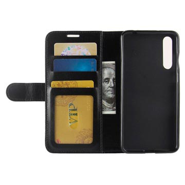 Huawei P20 Pro Premium Flip Cover med Pung og Stativ - Sort