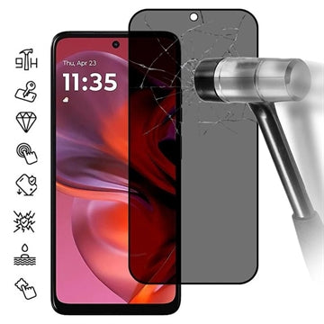 Motorola Moto G05 Privacy Full Cover Skærmbeskyttelse Hærdet Glas - Sort Kant