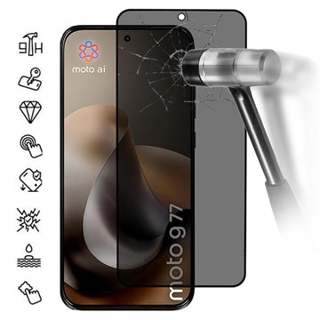 Motorola Moto G77 Privacy Full Cover Skærmbeskytter Hærdet Glas - Sort Kant