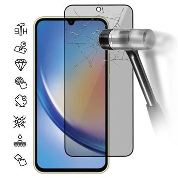 Samsung Galaxy M35 Privacy Full Cover Skærmbeskyttelse Hærdet Glas - Sort Kant
