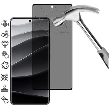 Xiaomi Redmi Note 14 Pro+ 5G/13 Pro+ Privacy Full Cover Skærmbeskyttelse Hærdet Glas - Sort Kant