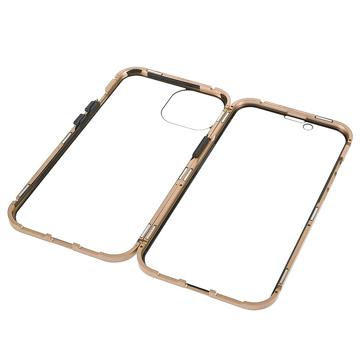 iPhone 14 Plus Magnetisk Cover med Hærdet Glas - Guld