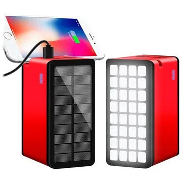 Psooo 100000mAh Solcelle Powerbank - 4xUSB - Rød