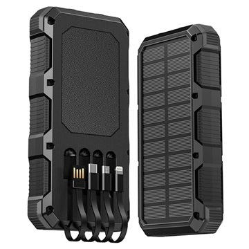 Psooo M2 Trådløs Solcelle Powerbank - 36800mAh - Sort