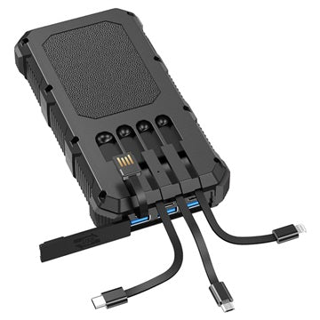 Psooo M2 Trådløs Solcelle Powerbank - 36800mAh - Sort