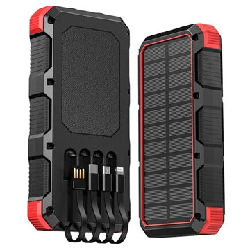 Psooo M2 Trådløs Solcelle Powerbank - 20000mAh - Rød
