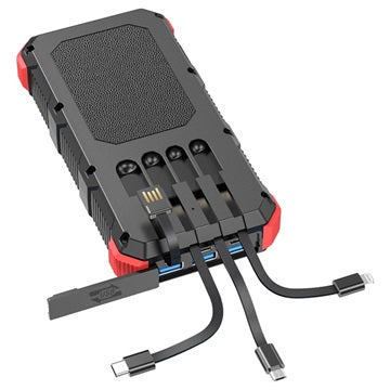 Psooo M2 Trådløs Solcelle Powerbank - 20000mAh - Rød