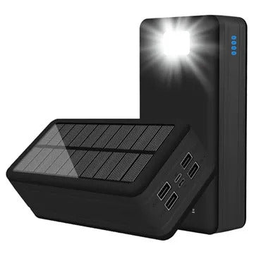 Psooo PS-400 Solcelle Powerbank - 4xUSB-A, 50000mAh - Sort