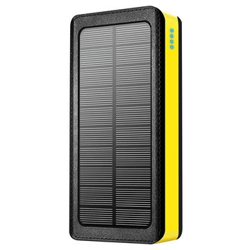Psooo PS-406 Solcelle Powerbank/Trådløs Oplader - 20000mAh - Gul