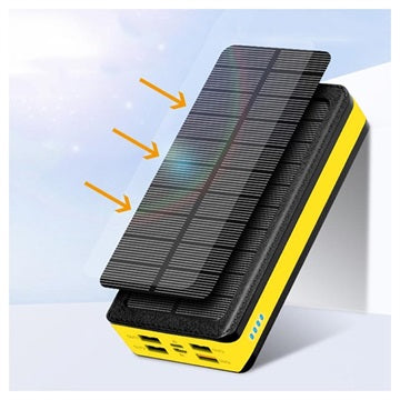 Psooo PS-406 Solcelle Powerbank/Trådløs Oplader - 20000mAh - Gul