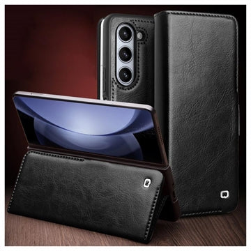 Samsung Galaxy Z Fold5 Qialino Classic Læderpung - Sort