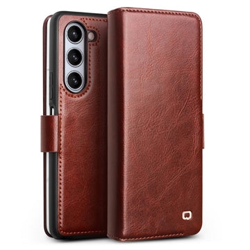 Samsung Galaxy Z Fold5 Qialino Classic Læderpung - Mørkebrun