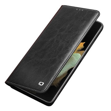 Qialino Classic Samsung Galaxy S21 Ultra 5G Læderpung - Sort