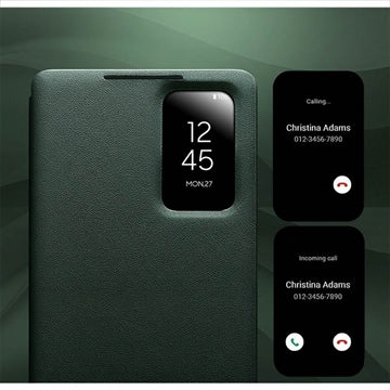 Samsung Galaxy S26 Ultra Qialino Smart View Flip Lædercover - Grøn