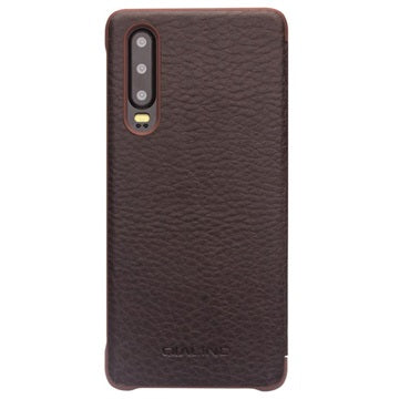 Qialino Smart View Huawei P30 Flip Lædercover - Brun