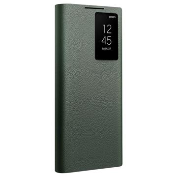 Qialino Smart View Samsung Galaxy S22 Ultra 5G Flip Lædercover - Grøn