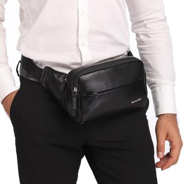 Qialino Tactical lædertaske med USB-port - sort