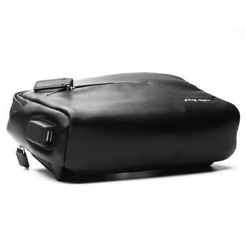 Qialino Tactical lædertaske med USB-port - sort