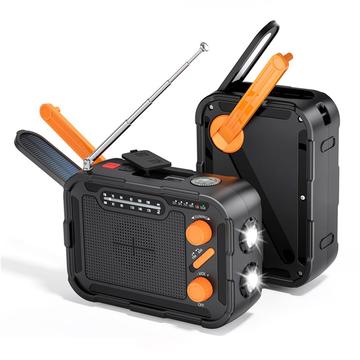 R-N31 Solar nødradio med håndsving og powerbank 5000mAh - Sort
