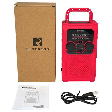 Retekess TR201 Bærbar Håndsvingsradio / Powerbank - Rød