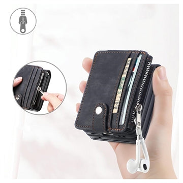 Samsung Galaxy Z Flip5 Retro Belagt Cover med Pung - Sort