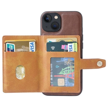 iPhone 15 Retro Style Cover med Pung - Brun