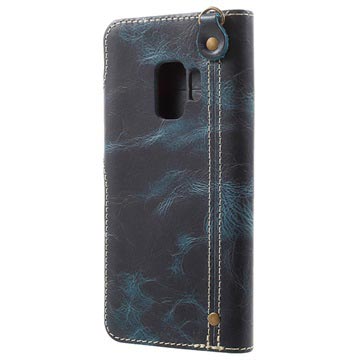 Samsung Galaxy S9 Retro Læderpung - Blå