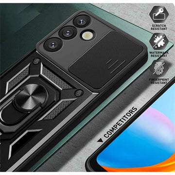 Samsung Galaxy S26 Roterende Ring Hybrid Cover med Kameraskjold - Sort
