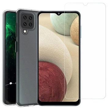 Saii 2-i-1 Samsung Galaxy A12 TPU Cover & Hærdet Glas