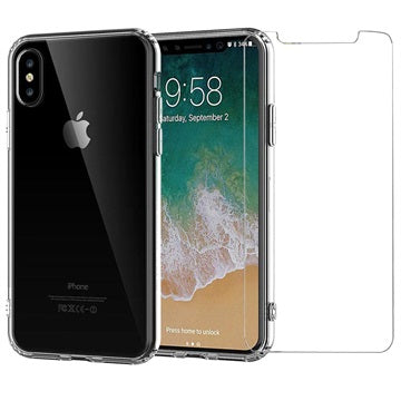 Saii 2-i-1 iPhone X/XS TPU Cover & Skærmbeskyttelse Hærdet Glas