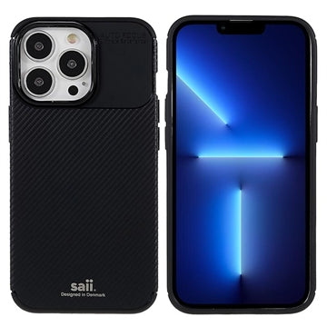 Saii Karbonfiber iPhone 13 Pro TPU Cover - Sort
