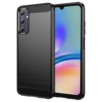 Samsung Galaxy A05s Børstet TPU Cover - Karbonfiber - Sort