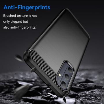 Samsung Galaxy A05s Børstet TPU Cover - Karbonfiber - Sort