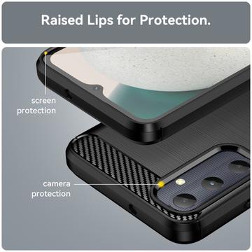Samsung Galaxy A05s Børstet TPU Cover - Karbonfiber - Sort