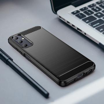 Samsung Galaxy A05s Børstet TPU Cover - Karbonfiber - Sort