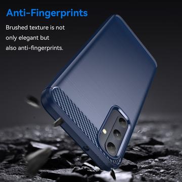 Samsung Galaxy A05s Børstet TPU Cover - Karbonfiber - Blå