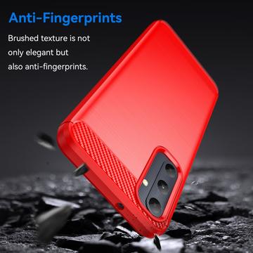 Samsung Galaxy A05s Børstet TPU Cover - Karbonfiber - Rød