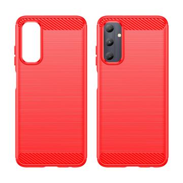 Samsung Galaxy A05s Børstet TPU Cover - Karbonfiber - Rød
